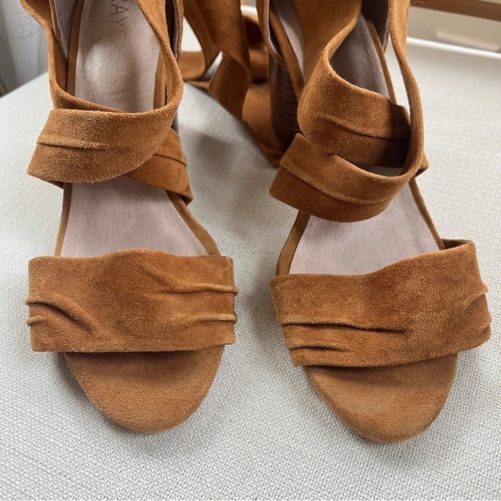 REVOLVE x RAYE Mia Cognac Suede Ankle Wrap Sandal Sz 10 - Picture 7 of 12